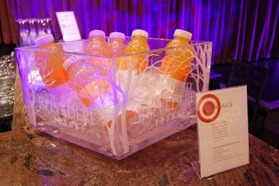 Containers filled with bottles of Vitaminwater topped the bar and tables throughout the club.