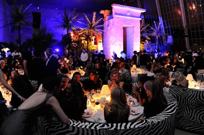 John Myhre and Raul Avila used zebra print upholstery in the dining room, where guests sat in intimate booths.