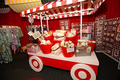 Carts were decorated in Target's signature red and white with wheels that resembled the company's logo.