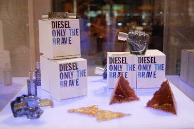 Diesel showcased the fist-shaped cologne on a pedestal.