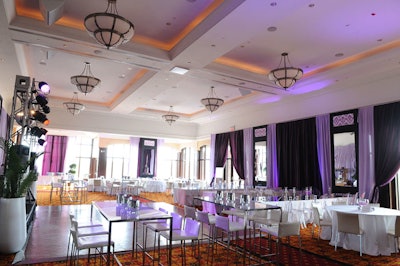 Devan filled the dining room with all-white furniture and custom built five floor-to-ceiling mirrors for the event.