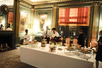 At the Bloomberg/Vanity Fair party in the French ambassador's house, a simple buffet matched the room's stately decor.