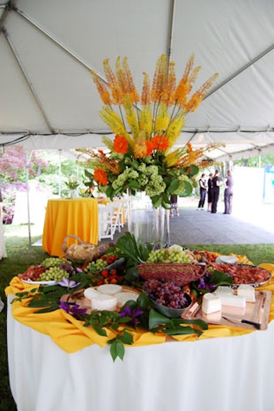Haddad Media's Saturday brunch for 500 guests included a central table for fruit and cheese.