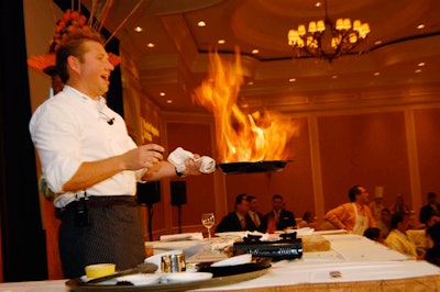 Chef Jacques Van Staden from Celebrity Cruises led the preparation of each course from his table on the stage.