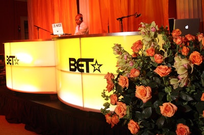In the Atrium, sponsor BET took over the dance area with a massive glowing DJ booth.