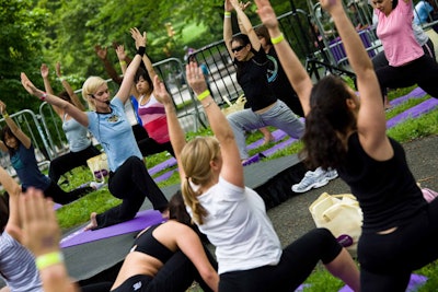 In the 'Quiet Zone,' guests looking for a more subdued workout took yoga and Pilates (without the pounding techno music).