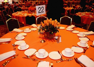 The charity's signature orange-topped tables.