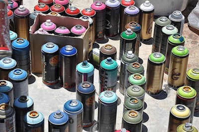 Graffiti artists used hundreds of cans of spray paint at the event.