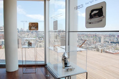 A time line of Rowenta's technological history lined the windows of the receiving area, which opened onto the penthouse roof deck.