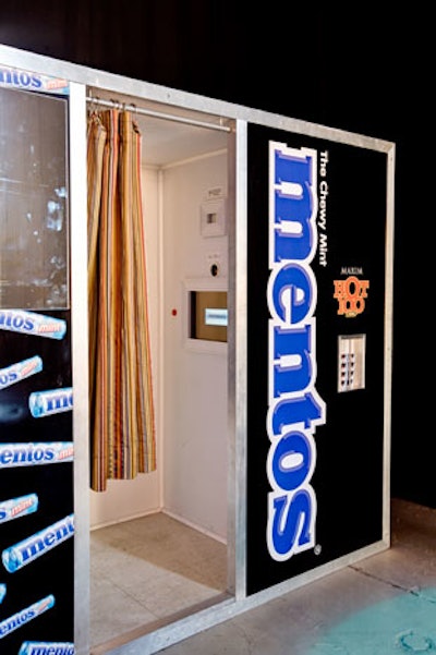 Mentos logos covered photo booths.