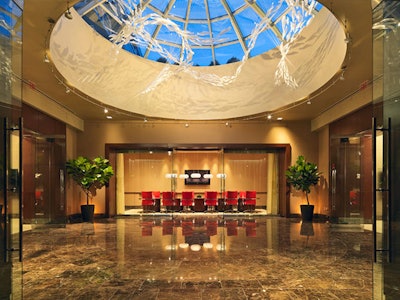 A domed skylight overlooks the entrance to the Old North Boardroom.