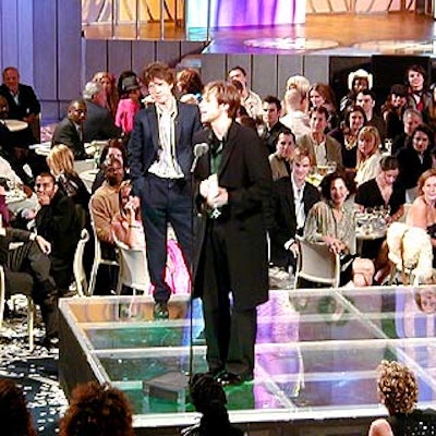 Presenters and winners--including Mick Jagger and Jim Carrey--exchanged awards on a stage in the middle of the main floor. (Photo courtesy of Tentation)