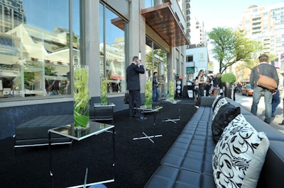 Spinradius Inc. filled the outdoor lounge area with black furniture from Furnishings by Corey.