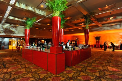 A square red bar topped with four oversize red urns filled with palms sat in the centre of the Frontenac Room at the Westin.