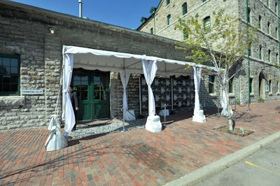 A step-and-repeat and a zebra-print carpet sat at the entrance to the Fermenting Cellar.