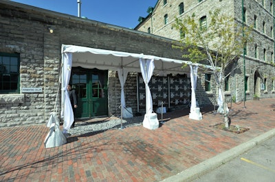 A step-and-repeat and a zebra-print carpet sat at the entrance to the Fermenting Cellar.