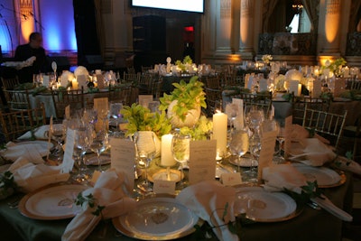 Menu cards doubled as donor forms, and thus got prominent placement at Memorial Sloan-Kettering's Spring Ball.