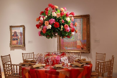 After the dinner, volunteers rebuilt the towering centerpieces into smaller arrangements and delivered them to a medical center.