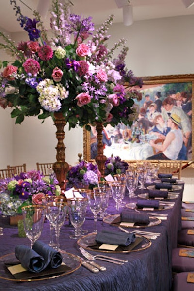Florist Jack Lucky matched flowers to Renoir's Luncheon of the Boating Party painting.