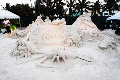 Team Sandtastic created an animal sand sculpture in the tropical area, where guests took pictures throughout the night.