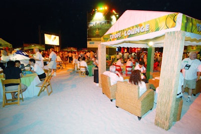 Logistics Management Group president Randi Freeman designed the tropical area with two small tented lounges that sat about six people each.