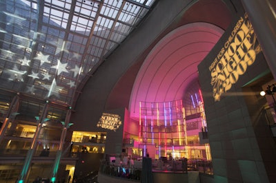 Atmosphere Inc. projected star-shaped gobos all over the atrium's domed ceiling, reflecting the stars in Fight for Children's logo.