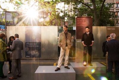 Ten models sporting clothing from the fall 2009 Joe Joseph Abboud collection stood atop platforms for the duration of the two-hour event.