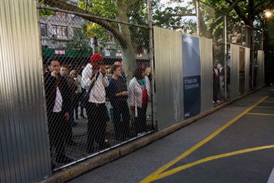 Production company MKG used panels of corrugated metal to enclose most of the court.