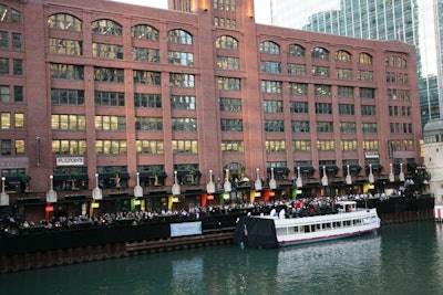 Guests lined the balcony of the restaurant to watch the Gentlemen of Leisure perform songs such as 'I Want You Back' from the top deck of a river boat.