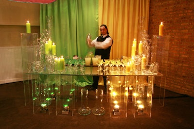 At bars decorated with clear beakers, servers shook up Lemonhead- and Applehead-flavored martinis.