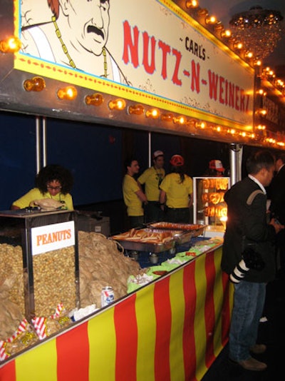 Peanuts in burlap sacks were handed out alongside 'weiners' and pretzels.