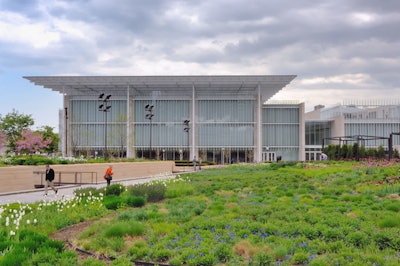 The modern wing overlooks Millennium Park's Lurie Garden.