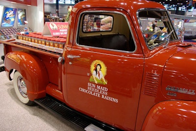 A vintage truck showcased Sun-Maid's new chocolate-dipped raisins.