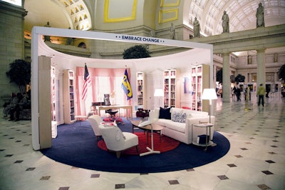 Crowds in Washington for the inauguration saw Ikea's faux oval office at Union Station.