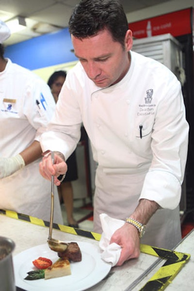 Ritz-Carlton chefs prepared the dinner, which included a main course of beef tenderloin and dauphine potatoes.