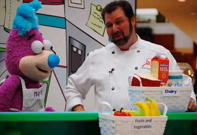 Chef Allen Susser and the Nerdel Company's mascot performed a skit about healthy eating for kids twice during the day.