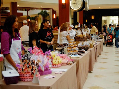 Vendors displayed their goodies on tables around the perimeter of Center Court and the centrally located stage.