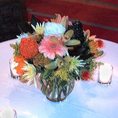 Floral centerpieces from Petals on Park decorated the tables of the cocktail area.