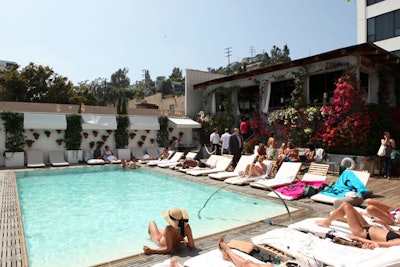 Guests lounged poolside at the Mondrian on Thursday for Oakley's event.