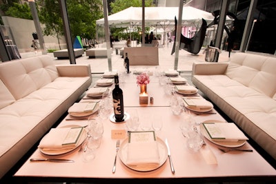 Guests dined at lounge seating areas as well as traditional dinner tables on two levels of the museum.