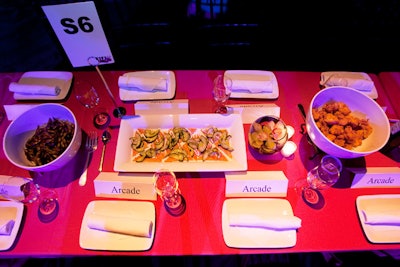 Great Performances' buffet-style appetizers served during the awards show included cornmeal-and-curry fried cauliflower, charred edamame with miso and wasabi glaze, and smoked salmon tatins.