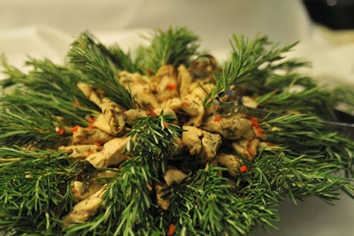 For the reception following the presentation, Hearty Boys Catering provided snacks such as seasoned chicken skewers.