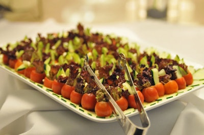 Also on the menu: veggie-stuffed mini tomatoes.
