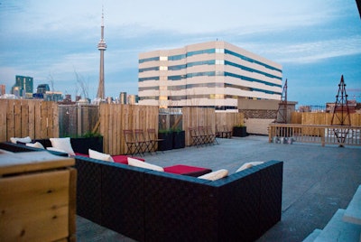 The rooftop patio at the Burroughes Building, which offers views of the city skyline, can hold up to 125 people.