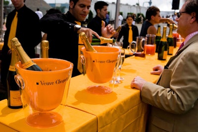 In all areas of the event, title sponsor Veuve Clicquot set up bars from which it served drinks—champagne as well as cocktails and wine.