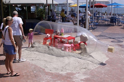 Street teams invited passersby onto the pier to check out Ikea furniture encased in bottles.