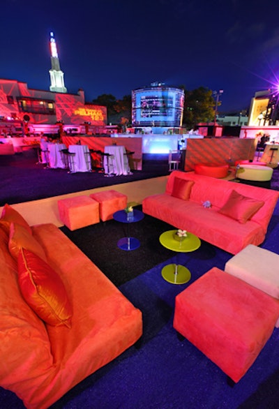 Seating groups allowed for lounging in the outdoor party space.