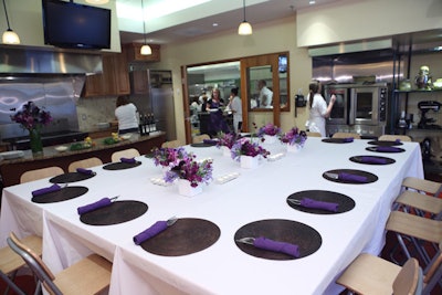 Stouffer's used the smaller of CulinAerie's kitchen studios as a dining area for 18 guests.