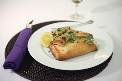 Guests prepared wild salmon in puff pastry with orzo pasta and a medley of vegetables.