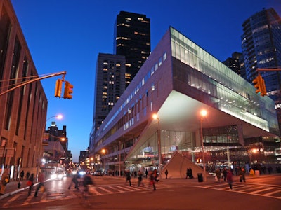 Alice Tully Hall's new exterior trumps its previous facade. Cheers for the easy taxi drop off and protection from the elements offered by the steel overhang.